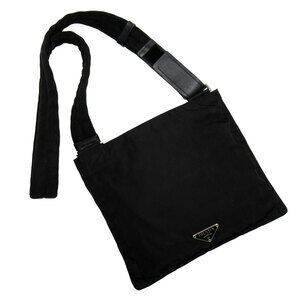 Prada crossbody shoulder bag black silver nylon